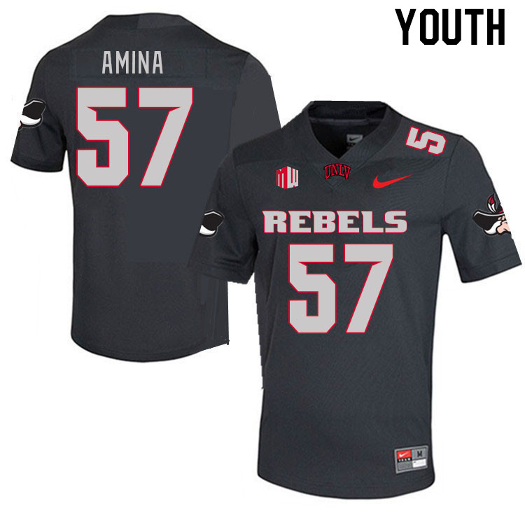 Youth #57 Bam Amina UNLV Rebels 2023 College Football Jerseys Stitched-Charcoal - Click Image to Close